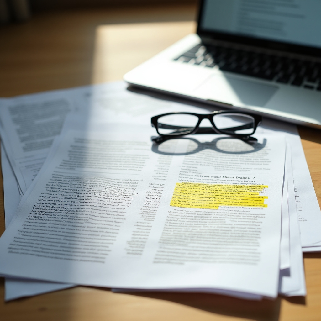 Printed EU agricultural subsidy documents and a laptop on a wooden desk being reviewed